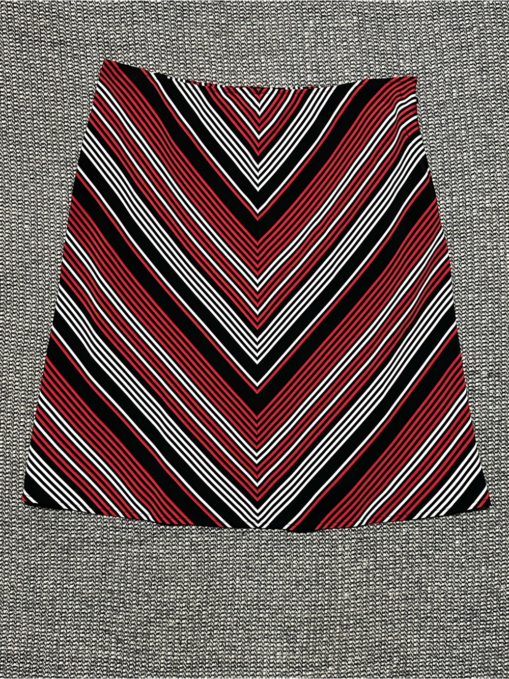 Apostrophe Red, Black & White Striped A-Line Skirt
